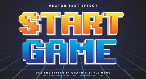 Start Game Pixel editable text effect Stock Illustration