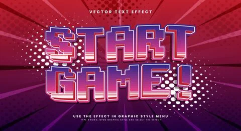 Start Game Pixel Style editable text effect Stock Illustration