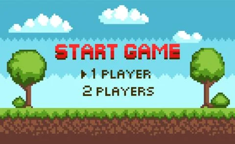 Start Game Players Choice, Arcade Scenery Pixel Ilustração Stock