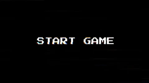 Start Game Screen Glitch Animation with Digital Noise, Retro Gaming Interfa.. Stock Footage 331494537