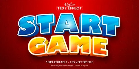 Start game text, cartoon style editable text effect Stock Illustration