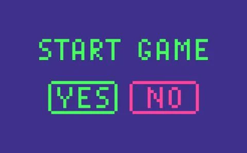 Start game web page banner in pixel art style. Stock Illustration