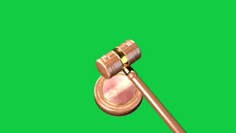 On start gavel moving top-right, rotating and striking block, sparking for Vídeos de archivo 346156764