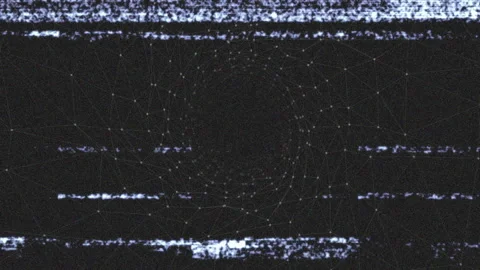 On start glitch pattern flickering and shifting white gray noise bands over mesh Stock Footage 313294398