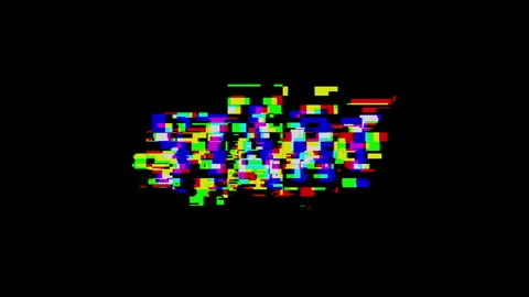 Start glitch text animation, retro style gaming graphic on a black background Stock Footage 304679017