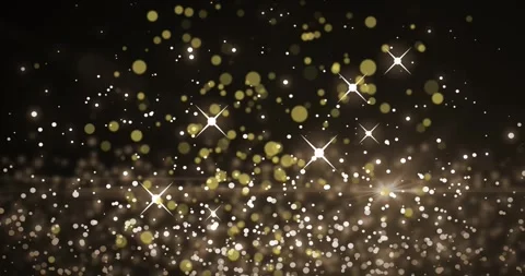 On start glitter and bokeh field drifting upward while white dots pulsing to Stock Footage 330142637
