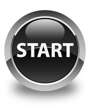 Start glossy black round button Stock Illustration
