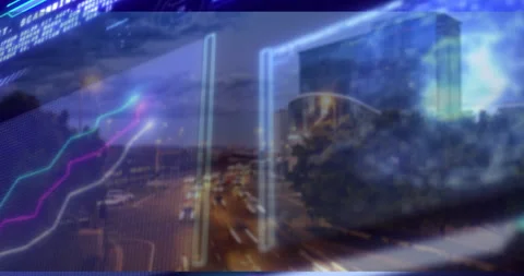 On start glowing neon scanning frames pulsing while animating waveforms and Stock Footage 310282464