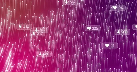 On start glowing strands spawning alert bubbles, icons drifting, counts Stock Footage 329575932