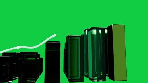 At start green bars rising from transparent bg, trend-line drawing, pointer Stock Footage 340269475
