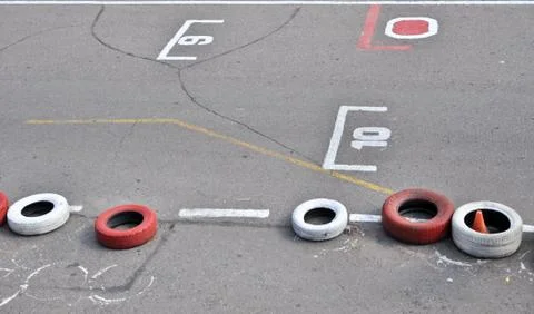 Start grid on an open racetrack Stock Photos