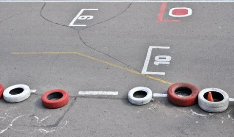 Start grid on an open racetrack Stock Photos