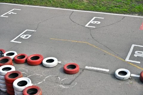 Start grid on an open racetrack Stock Photos