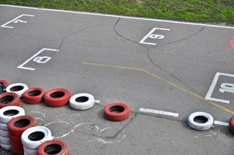 Start grid on an open racetrack Stock Photos