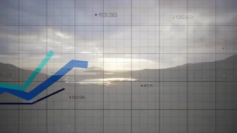 On start grid overlay activating, animating lines rising peaking diverging Stock Footage 321956485