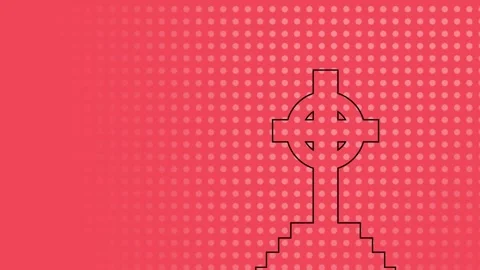 On start halftone dot grid emerging behind Celtic cross before fading Stock Footage 317116706