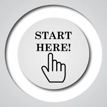 Start here icon. Internet button on white background.. Stock Illustration