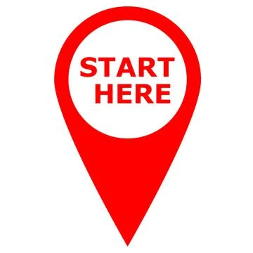 Start here red icon banner design. start here symbol. banner start here sign. Illustrazione stock