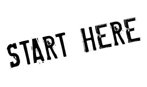 Start Here rubber stamp Stock Illustration