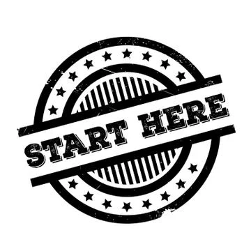 Start Here rubber stamp Stock Illustration