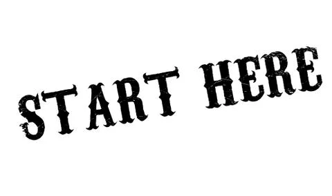Start Here rubber stamp Stock Illustration