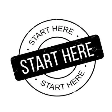 Start Here rubber stamp Stock Illustration