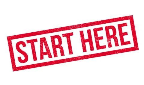 Start Here rubber stamp Stock Illustration