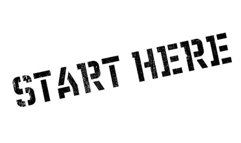 Start Here rubber stamp Stock Illustration