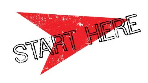Start Here rubber stamp Stock Illustration