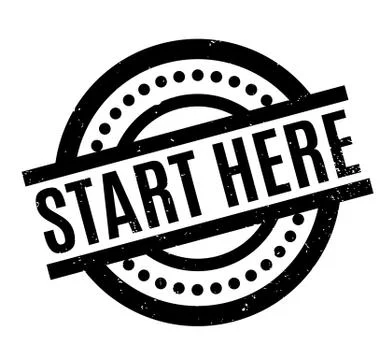 Start Here rubber stamp Stock Illustration