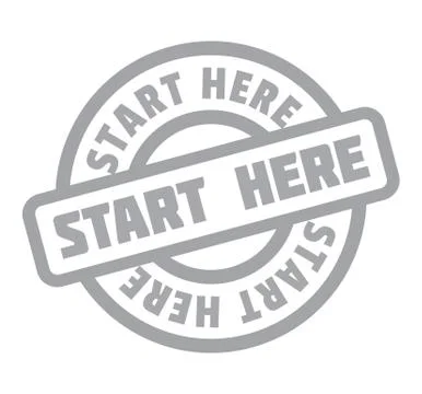 Start Here rubber stamp Stock Illustration