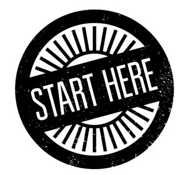 Start Here rubber stamp Stock Illustration
