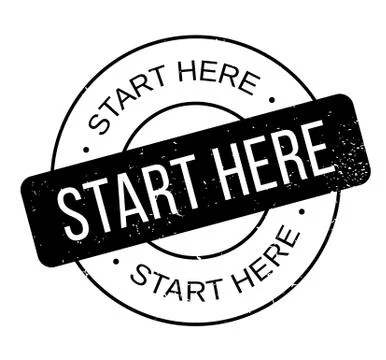 Start Here rubber stamp Stock Illustration