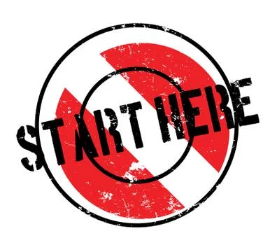 Start Here rubber stamp Stock Illustration