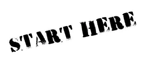 Start Here rubber stamp Stock Illustration
