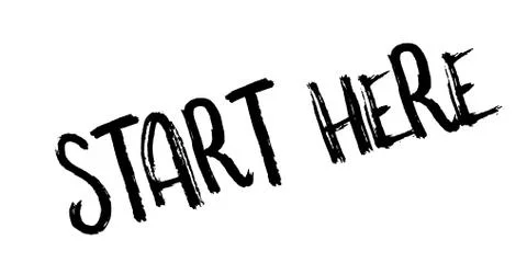 Start Here rubber stamp Stock Illustration