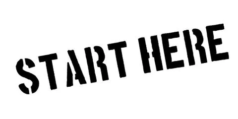 Start Here rubber stamp Stock Illustration
