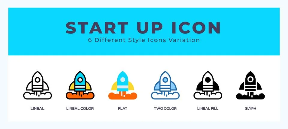 Start up icon in different style vector illustration. Stockillustratie