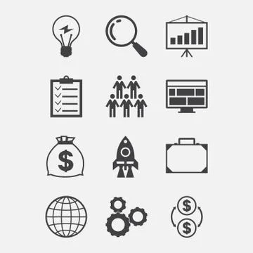 Start-up icon set in flat design style Stock Illustration