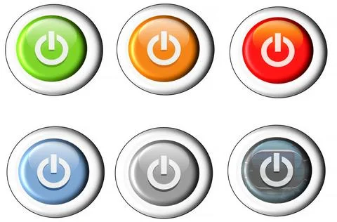 Start icon set. Six different buttons Start icon power button. Copyright: ... Stock Photos