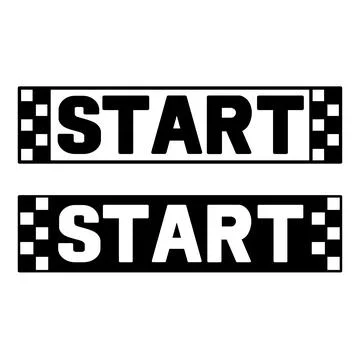 Start Icons. Black and White Vector Illustration. Start of Sports Race. Run.. Stock Illustration