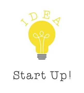 Start up idea and bulb light on white background. Vector illustration. Stock Illustration