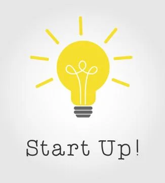 Start up idea and bulb light on white background. Vector illustration. Stock Illustration