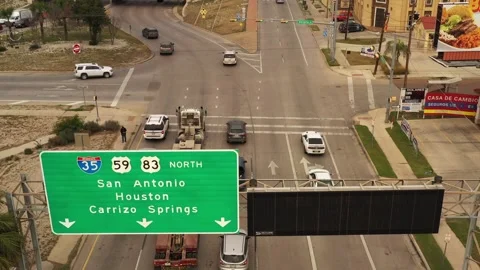 The Start of Interstate Highway I-35, Laredo, Texas, USA Stock Footage 142113760
