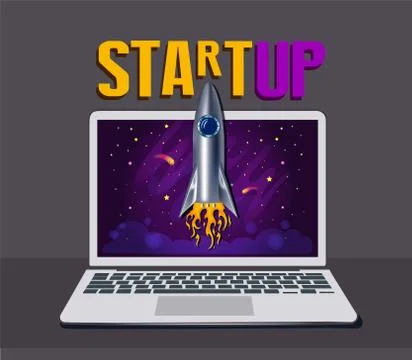 Start up laptop Stock Illustration