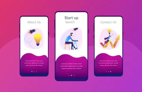 Start up launch app interface template. Illustrazione stock