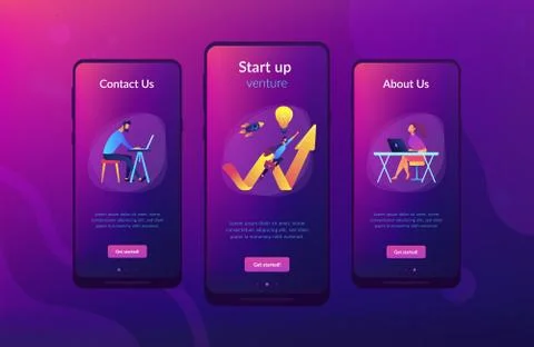 Start up launch app interface template. Stock Illustration