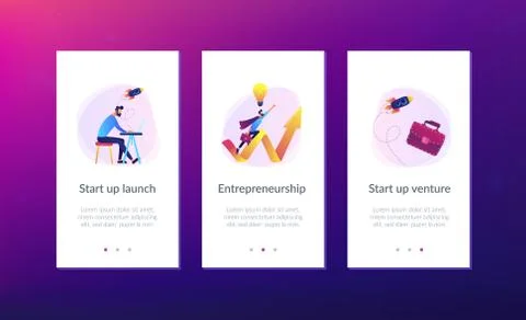 Start up launch app interface template. Stock Illustration