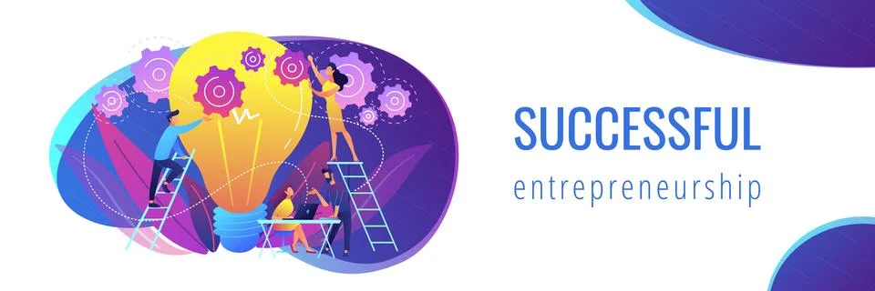 Start up launch concept banner header. Stock Illustration