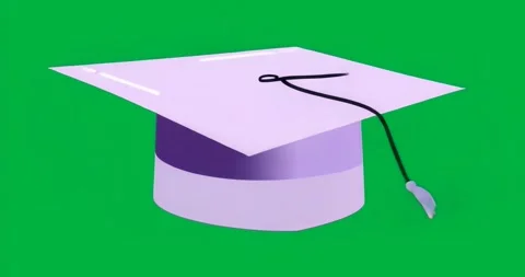 At start lavender mortarboard cap rotating clockwise on transparent background Stock Footage 317212649